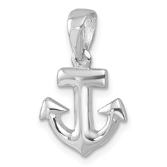 Sterling Silver Rhodium-Plated Polished Anchor Pendant - 2