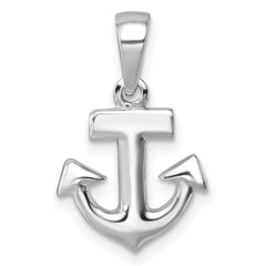 Sterling Silver Rhodium-Plated Polished Anchor Pendant - 2