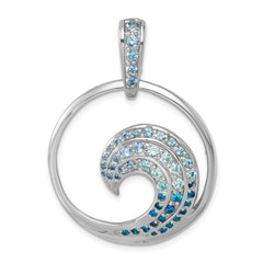Sterling Silver Rhodium-Plated Polished CZ Wave Pendant - 3