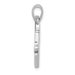Sterling Silver Rhodium-Plated Polished 'Make Waves' with Crystal Pendant