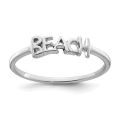 Sterling Silver Rhodium-plated Polished BEACH Ring - 2