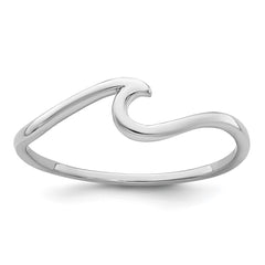 Sterling Silver Rhodium-Plated Polished Wave Ring - 3