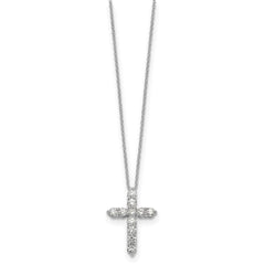14k White Gold 1 carat Diamond Cross Pendant 18 inch Necklace