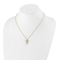 14k Polished 1 carat Diamond Cross Pendant 18 inch Necklace