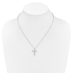 14k White Gold 1.5 carat Diamond Cross Pendant 18 inch Necklace