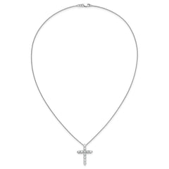 14k White Gold 1.5 carat Diamond Cross Pendant 18 inch Necklace