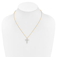 14k Polished 1.5 carat Diamond Cross Pendant 18 inch Necklace