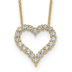 14k Polished 1 carat Diamond Heart 18 inch Necklace