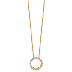 14k Polished 1/2 carat Diamond Circle 18 inch Necklace