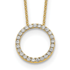 14k Polished 1/2 carat Diamond Circle 18 inch Necklace