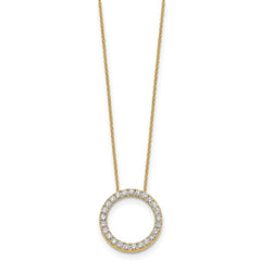14k Polished 1 carat Diamond Circle 18 inch Necklace