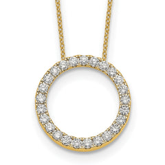 14k Polished 1 carat Diamond Circle 18 inch Necklace