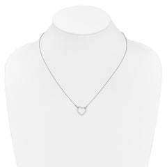 14k White Gold Polished 1/5 carat Diamond Heart 18 inch Necklace