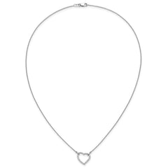 14k White Gold Polished 1/5 carat Diamond Heart 18 inch Necklace