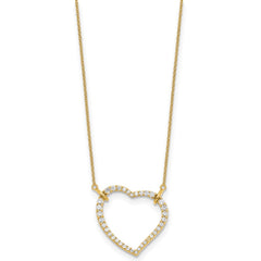 14k Polished 3/4 carat Diamond Heart 18 inch Necklace