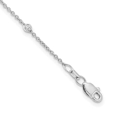 14k White Gold Complete 1/2 carat Bezel-set Diamond and Cable Chain 20-Station 20 inch Necklace