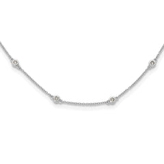 14k White Gold Complete 1/3 carat Bezel-set Diamond and Cable Chain 16-Station 16 inch Necklace