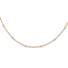 14k Complete 1/2 carat Bezel-set Diamond and Cable Chain 20-Station 20 inch Necklace