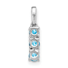 14k White Gold 3-stone Blue Topaz and Diamond Pendant
