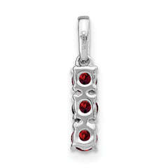 14k White Gold 3-stone Garnet and Diamond Pendant