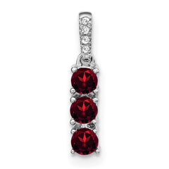 14k White Gold 3-stone Garnet and Diamond Pendant