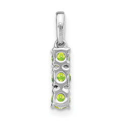 14k White Gold 3-stone Peridot and Diamond Pendant