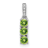 14k White Gold 3-stone Peridot and Diamond Pendant