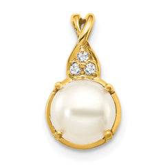 14k FWC Pearl and Diamond Pendant