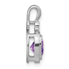 14k White Gold Cushion Amethyst and Diamond Pendant - 3