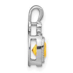 14k White Gold Cushion Citrine and Diamond Pendant - 3