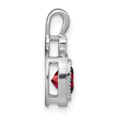 14k White Gold Cushion Garnet and Diamond Pendant - 6
