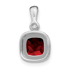 14k White Gold Cushion Garnet and Diamond Pendant - 6