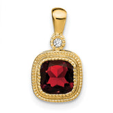 14k Cushion Garnet and Diamond Pendant - 2