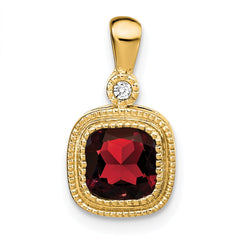 14k Cushion Garnet and Diamond Pendant - 2