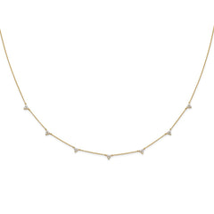 14k Complete 7/8 carat Diamond 3-Stone Cluster 6-Station 16 inch Necklace