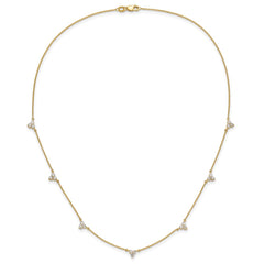14k Complete 7/8 carat Diamond 3-Stone Cluster 6-Station 16 inch Necklace