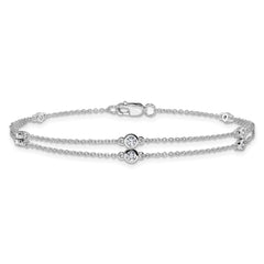 14k White Gold Complete 1/4 carat Diamond Multi-Station Double Strand 7 inch Bracelet