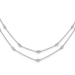 14k White Gold Complete 1/2 carat Diamond Multi-Station Double Strand 18 inch Necklace