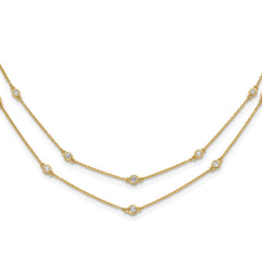 14k Complete 1/2 carat Diamond Multi-Station Double Strand 18 inch Necklace