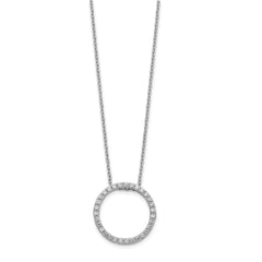 14k White Gold 1/2 carat Diamond Circle 18 inch Necklace - 2