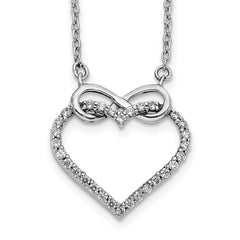 14k White Gold 1/4 carat Diamond Heart with Infinity 18 inch Necklace