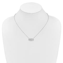 14k White Gold Polished 1/5 carat Diamond Infinity with Heart 18 inch Necklace