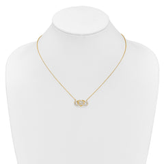 14k Polished 1/5 carat Diamond Infinity with Heart 18 inch Necklace