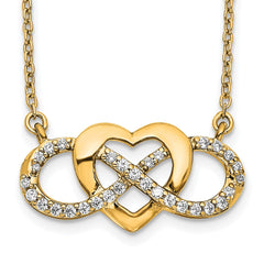 14k Polished 1/5 carat Diamond Infinity with Heart 18 inch Necklace