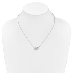 14k White Gold 1/15 carat Diamond Lotus Flower 18 inch Necklace