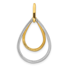 14k Two-tone Polished 1/4 carat Diamond Double Teardrop Pendant