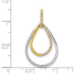 14k Two-tone Polished 1/4 carat Diamond Double Teardrop Pendant