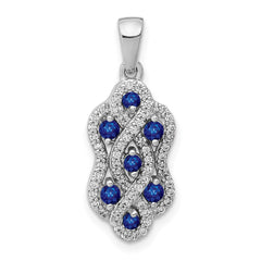 14k White Gold 1/4 carat Diamond and .32 Sapphire Fancy Twist Pendant