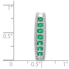14k White Gold Diamond and Graduated Emerald Fancy Chain Slide