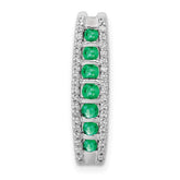 14k White Gold Diamond and Graduated Emerald Fancy Chain Slide